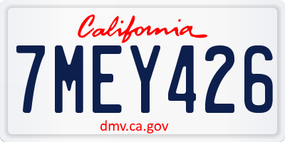 CA license plate 7MEY426