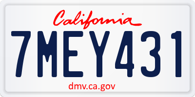 CA license plate 7MEY431