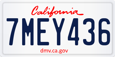 CA license plate 7MEY436