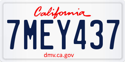 CA license plate 7MEY437