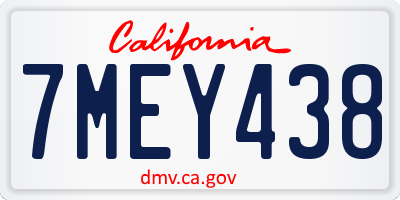 CA license plate 7MEY438