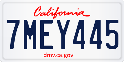 CA license plate 7MEY445