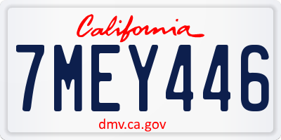 CA license plate 7MEY446