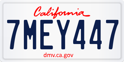 CA license plate 7MEY447