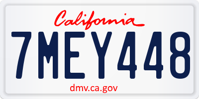 CA license plate 7MEY448