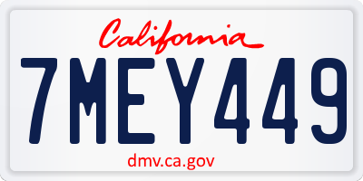 CA license plate 7MEY449
