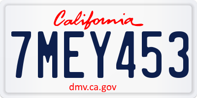 CA license plate 7MEY453