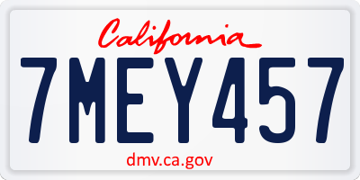 CA license plate 7MEY457