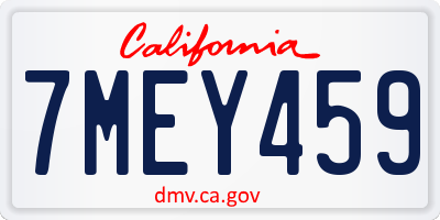 CA license plate 7MEY459