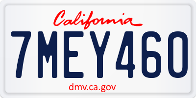 CA license plate 7MEY460