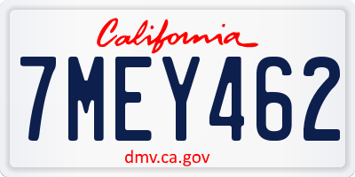 CA license plate 7MEY462