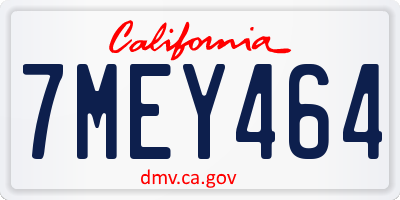 CA license plate 7MEY464