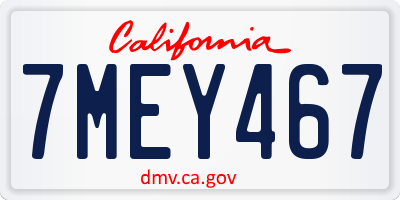 CA license plate 7MEY467