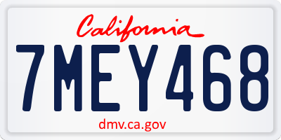 CA license plate 7MEY468