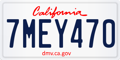 CA license plate 7MEY470