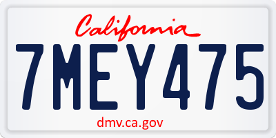 CA license plate 7MEY475