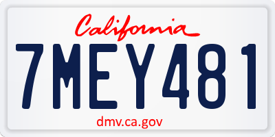 CA license plate 7MEY481