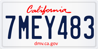 CA license plate 7MEY483