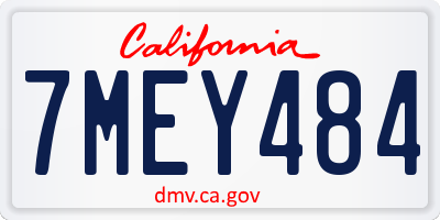 CA license plate 7MEY484