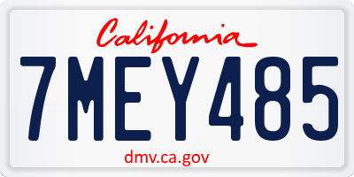 CA license plate 7MEY485