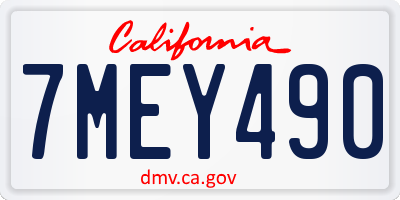 CA license plate 7MEY490