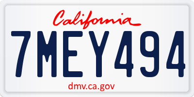 CA license plate 7MEY494