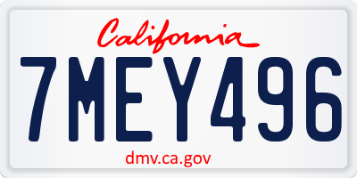 CA license plate 7MEY496