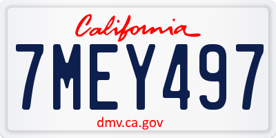 CA license plate 7MEY497