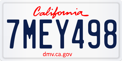 CA license plate 7MEY498