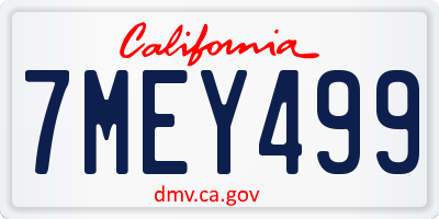 CA license plate 7MEY499