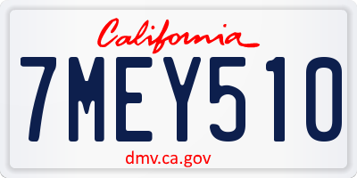 CA license plate 7MEY510