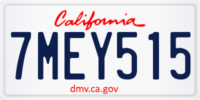 CA license plate 7MEY515