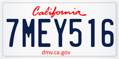 CA license plate 7MEY516