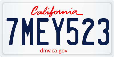 CA license plate 7MEY523
