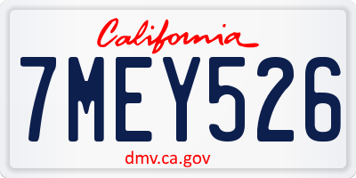 CA license plate 7MEY526