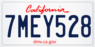 CA license plate 7MEY528