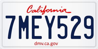 CA license plate 7MEY529