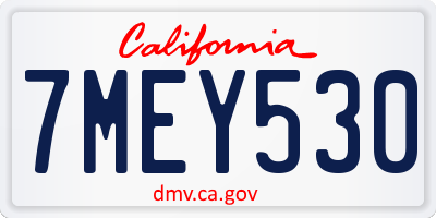 CA license plate 7MEY530