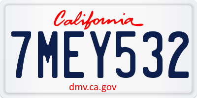 CA license plate 7MEY532