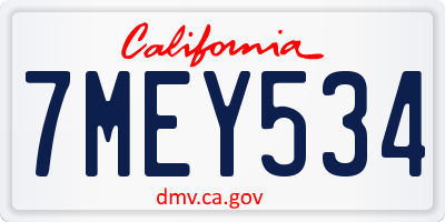 CA license plate 7MEY534