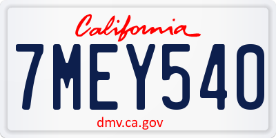 CA license plate 7MEY540