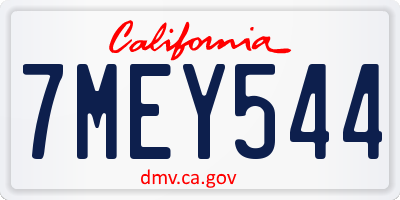 CA license plate 7MEY544