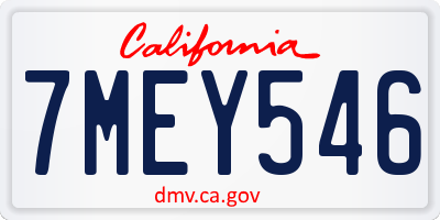 CA license plate 7MEY546