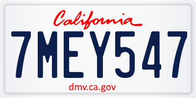 CA license plate 7MEY547