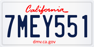 CA license plate 7MEY551