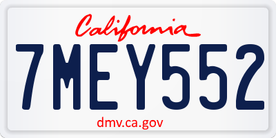 CA license plate 7MEY552