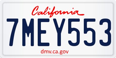 CA license plate 7MEY553
