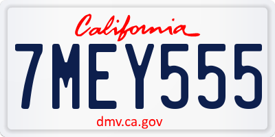 CA license plate 7MEY555