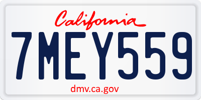 CA license plate 7MEY559
