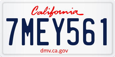 CA license plate 7MEY561